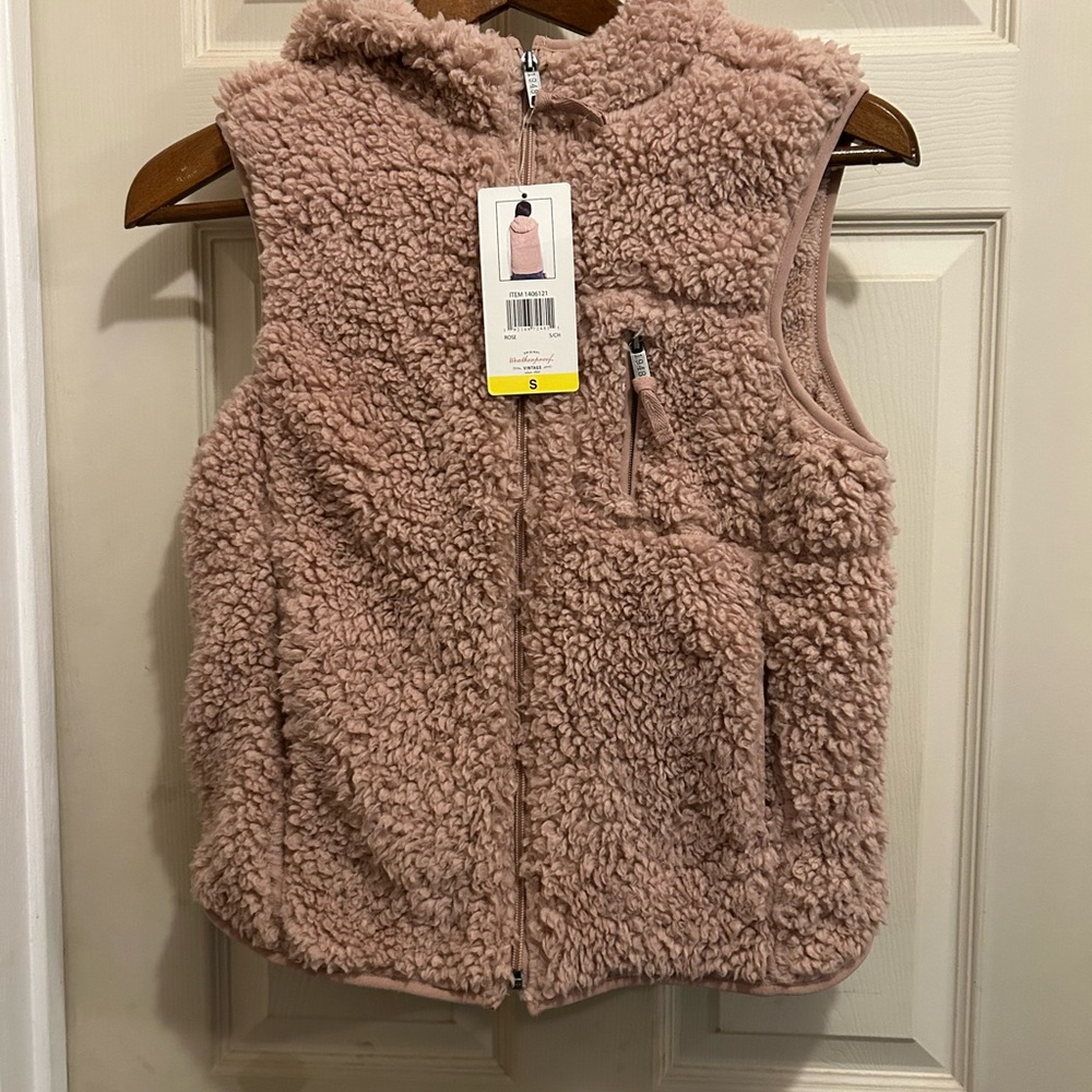 Original Weatherproof Vintage Cozy Pink Sherpa Vest - size small